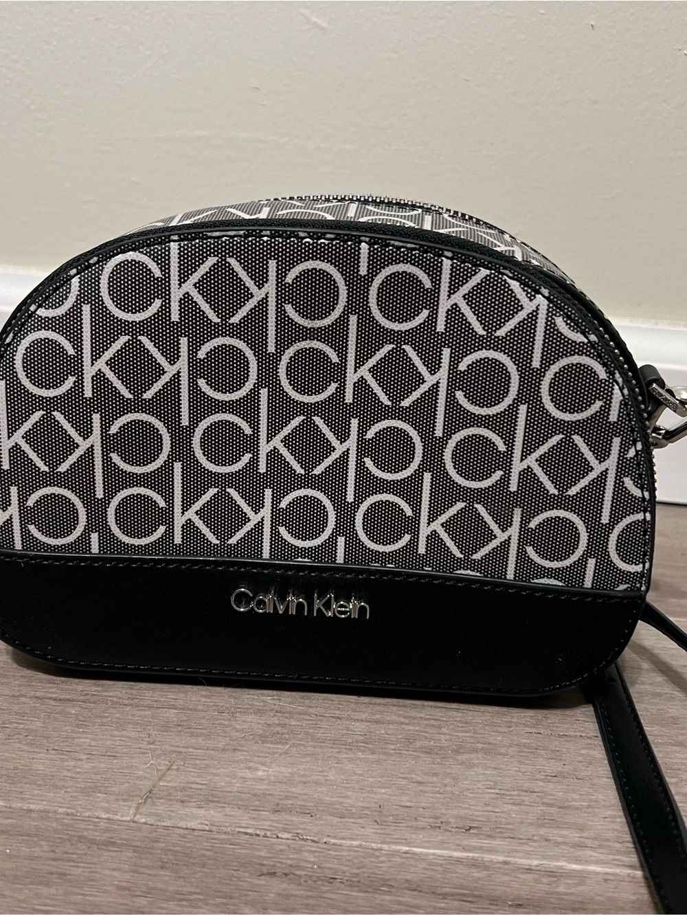 Calvin Klein Black and White Logo Dome Crossbody